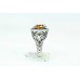 Sterling silver 925 Women's ring Black Marcasite Golden Topaz stone size 17